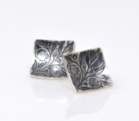 Etched Floral Stud Earrings