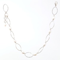Pearl and Marquis Link 18 Inch Station Necklace