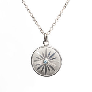 Dainty Daisy Concheau Pendant with Montana Sapphire